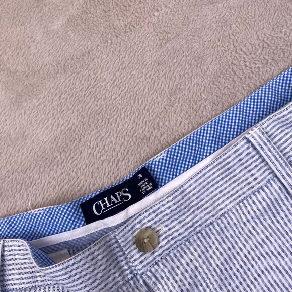 Chaps Men's Shorts Size 36 Blue & White Striped Cotton Blend - Picture 7 of 11